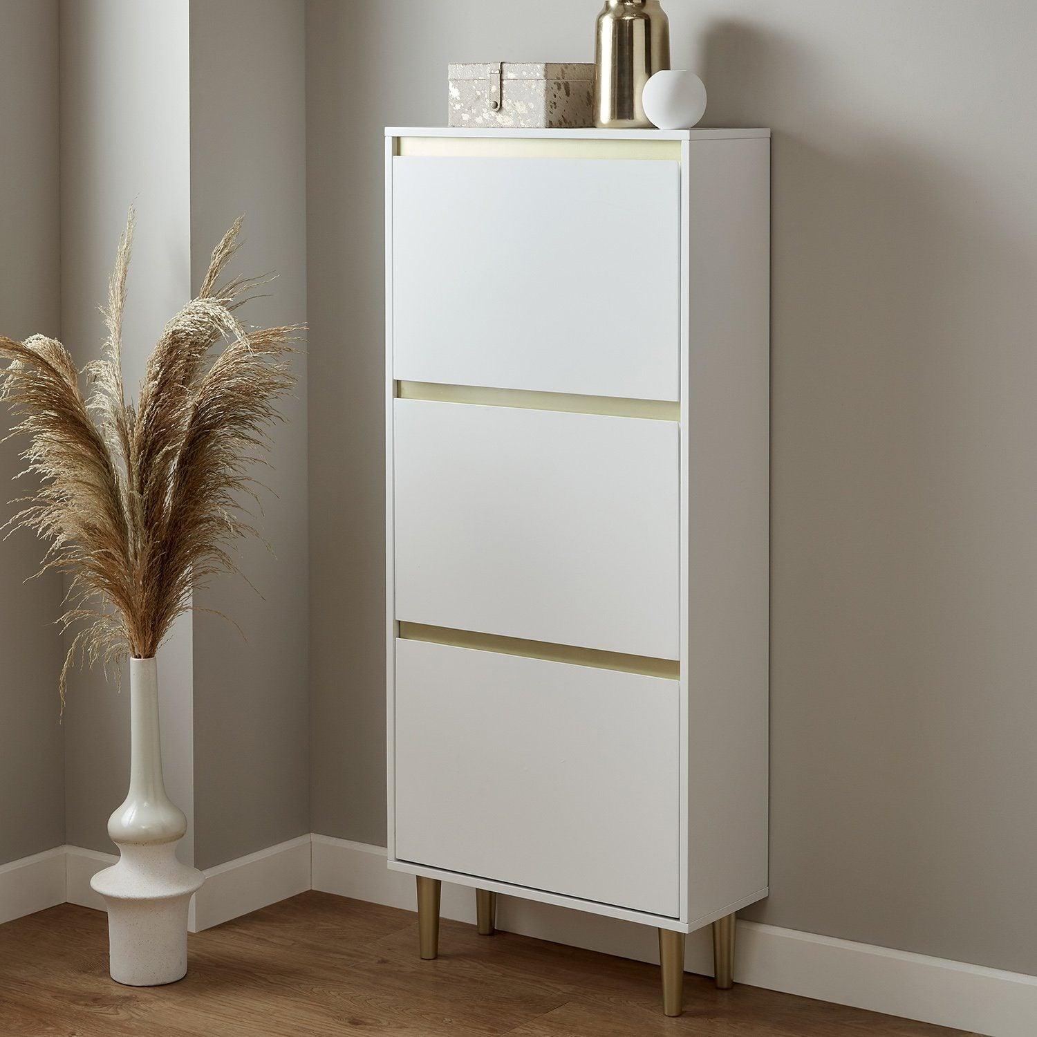 Iliana shoe cabinet - 3 door - white - Laura James