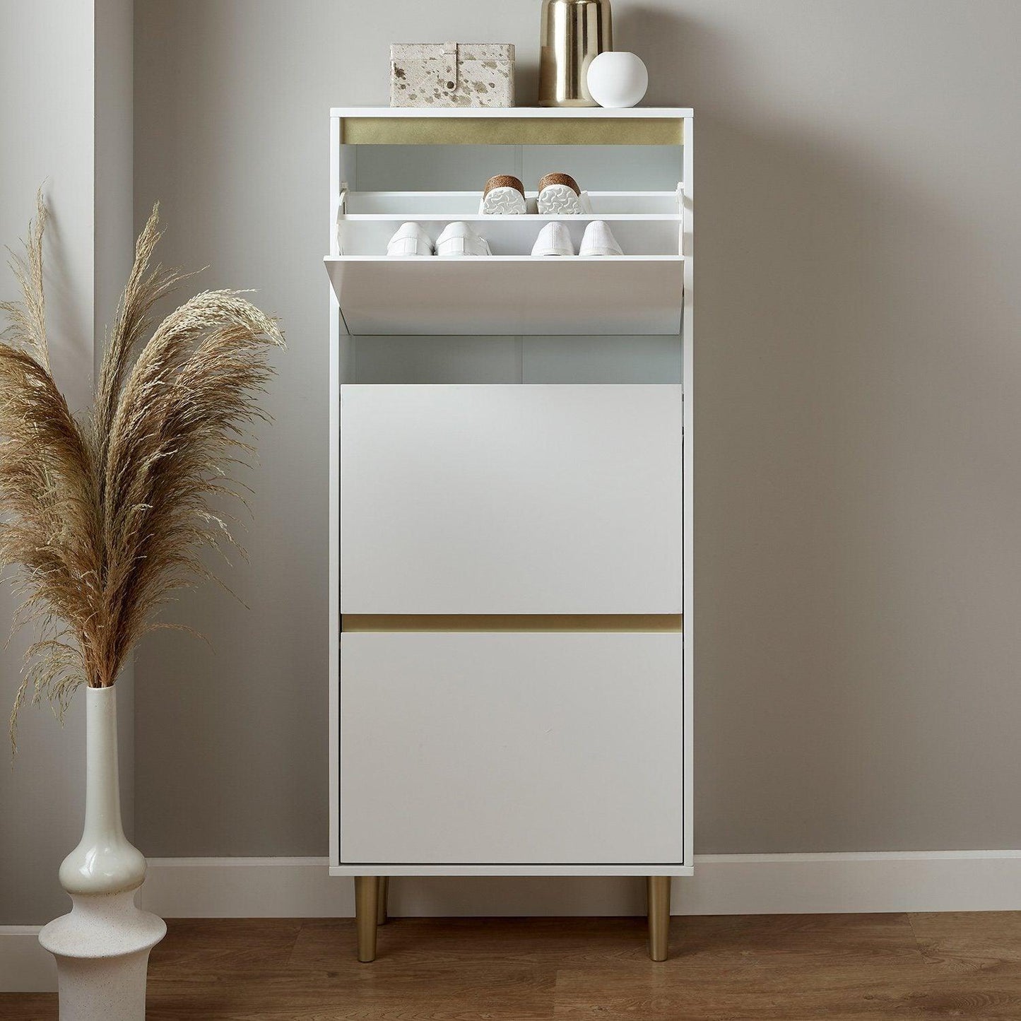 Iliana shoe cabinet - 3 door - white - Laura James