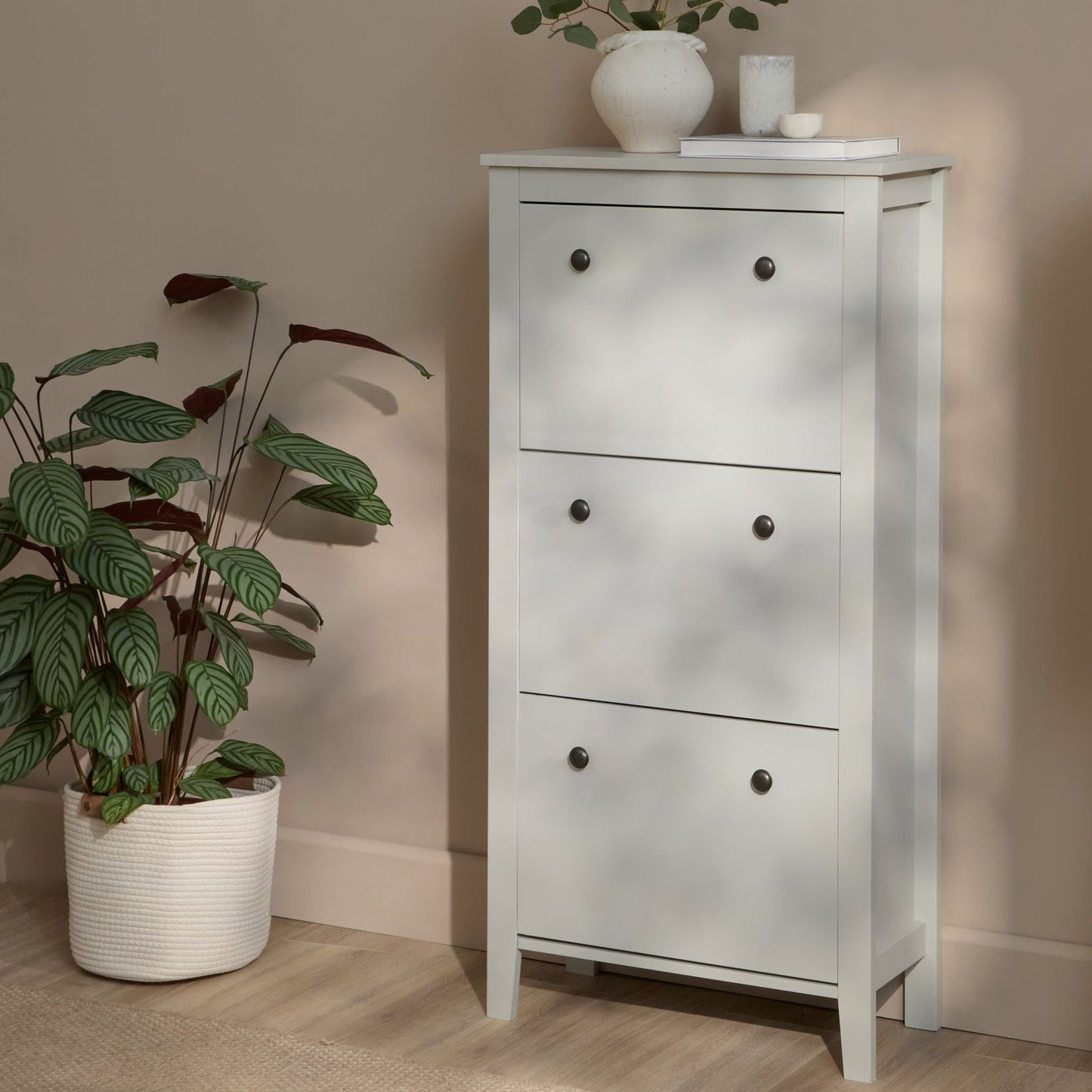 Sandhurst 60cm Three Door Shoe Cabinet - Snow White - Laura James