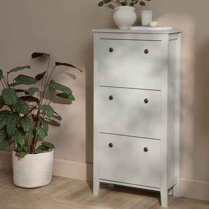 Sandhurst 60cm Three Door Shoe Cabinet - Snow White - Laura James