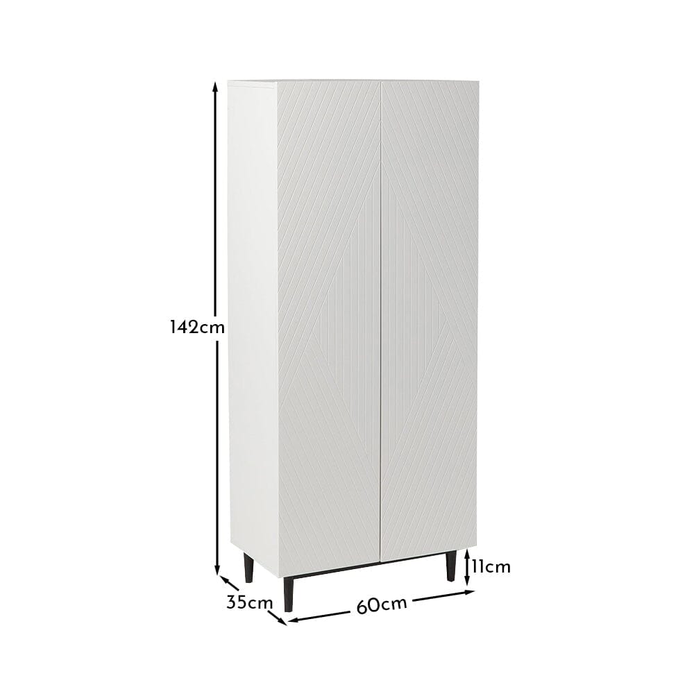 Jack Geometric Large Shoe Cabinet - 2 Door - White