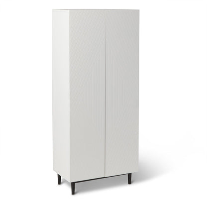 Jack Tall White Geometric Shoe Cabinet - Laura James