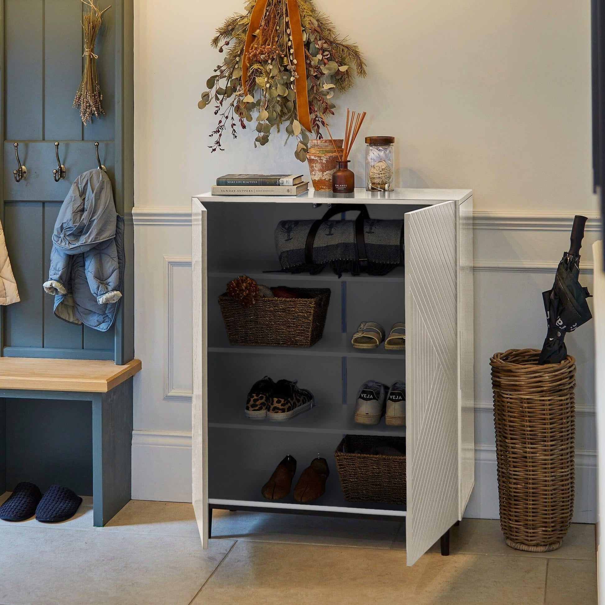 Jack Geometric Small Shoe Cabinet Door White – Laura James