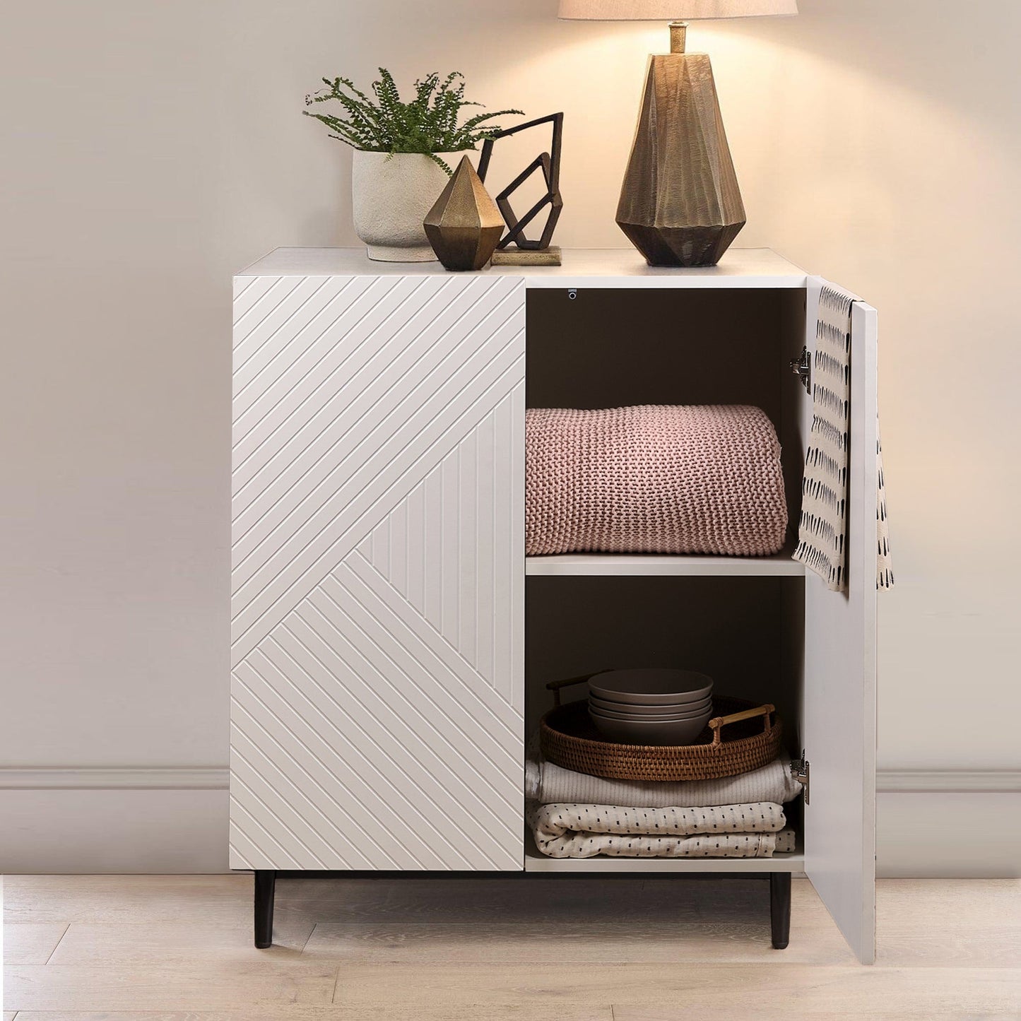 Jack small sideboard - geometric - white - Laura James