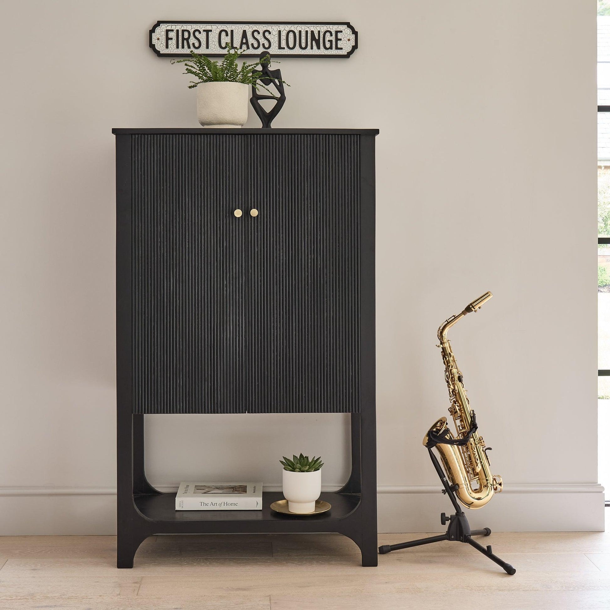 Jade 2 Door Tall Cabinet - Black - Laura James