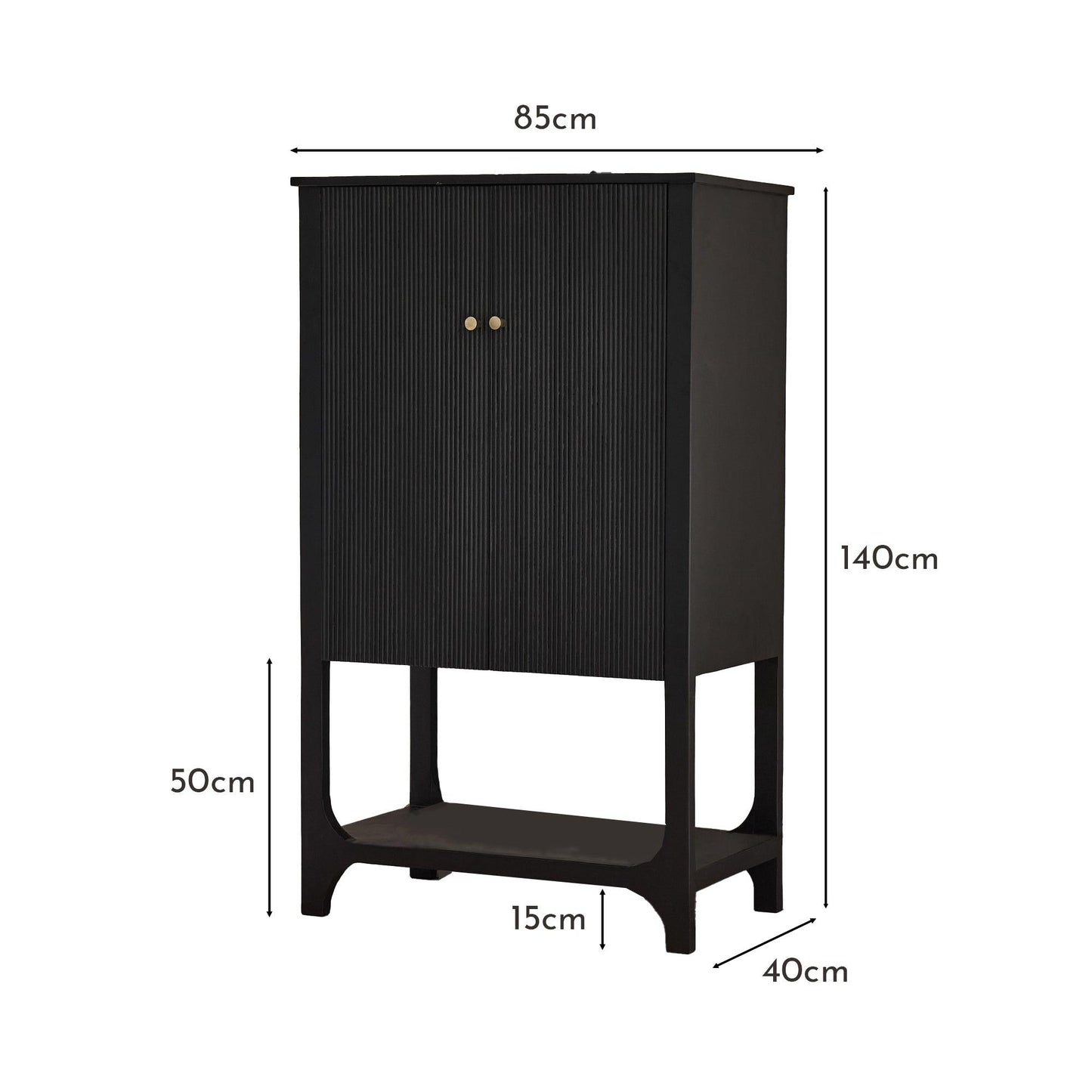 Jade 2 Door Tall Cabinet - Black - Laura James