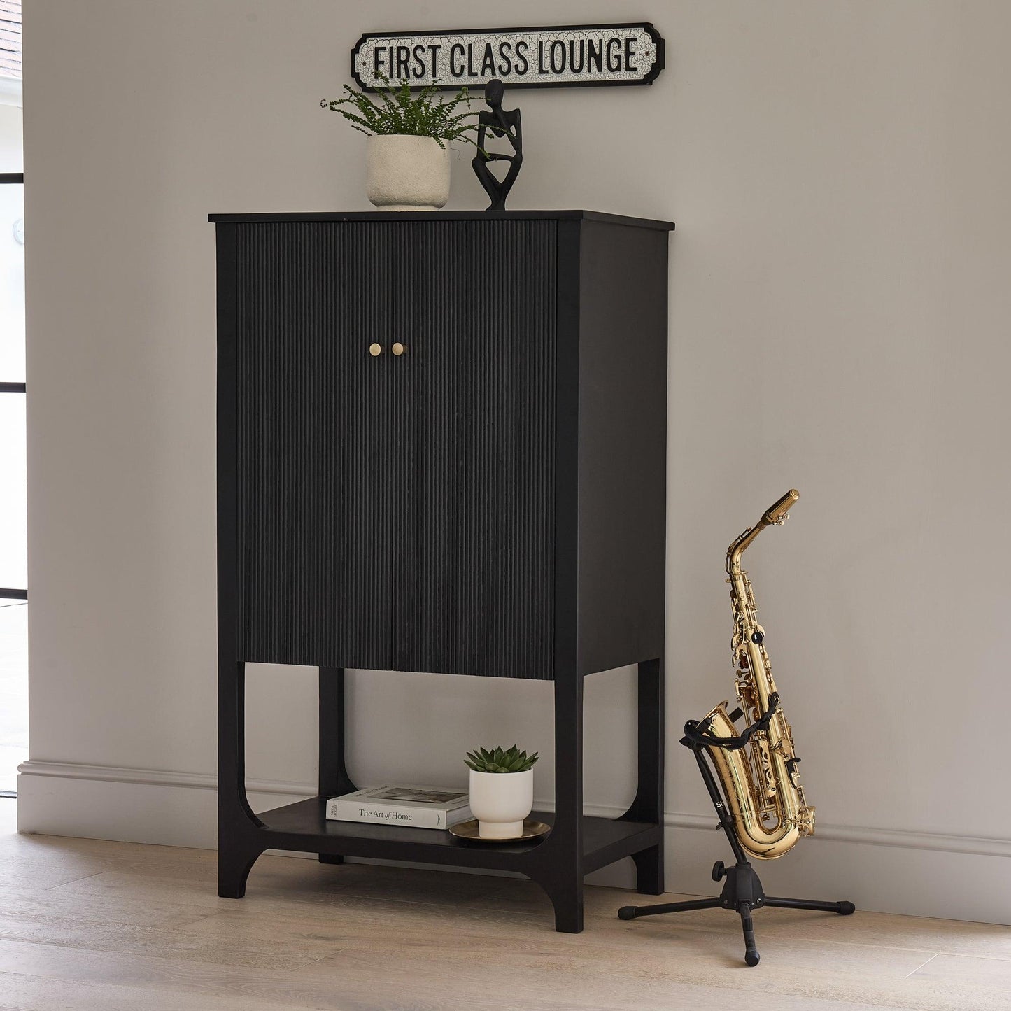 Jade 2 Door Tall Cabinet - Black - Laura James