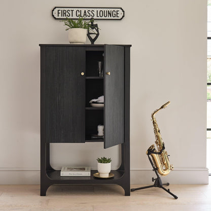 Jade 2 Door Tall Cabinet - Black - Laura James