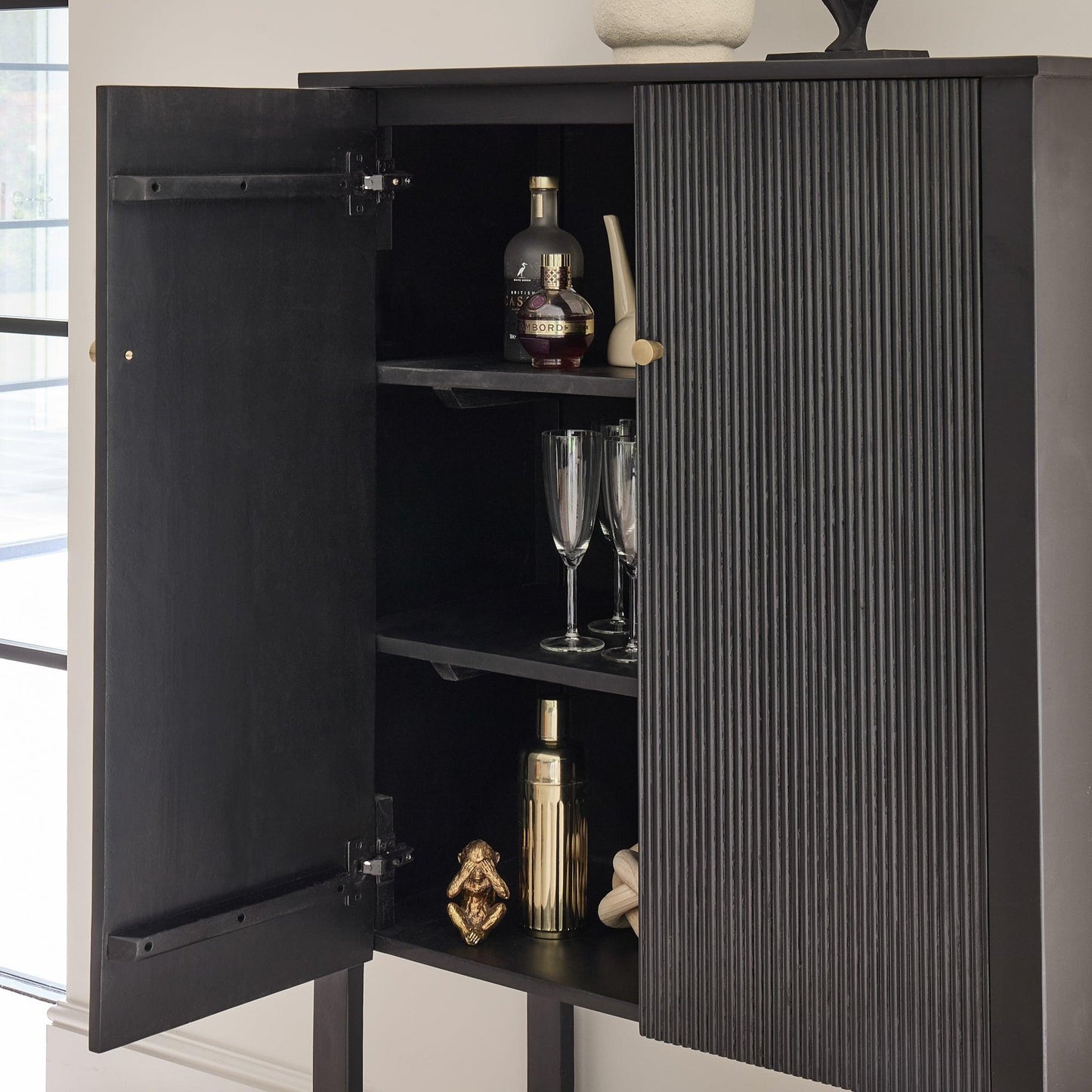 Jade 2 Door Tall Cabinet - Black - Laura James