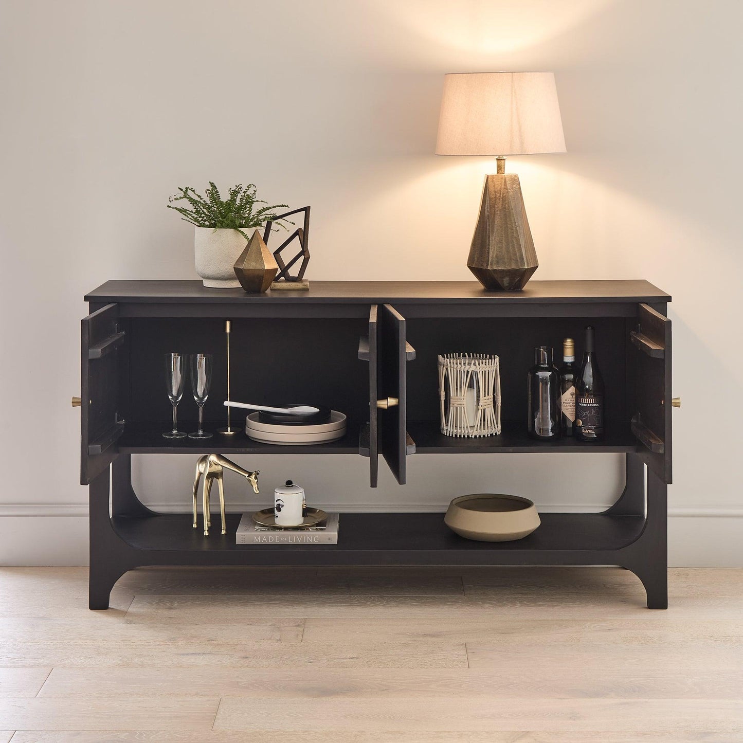 Jade 4 Door Sideboard - Black - Laura James