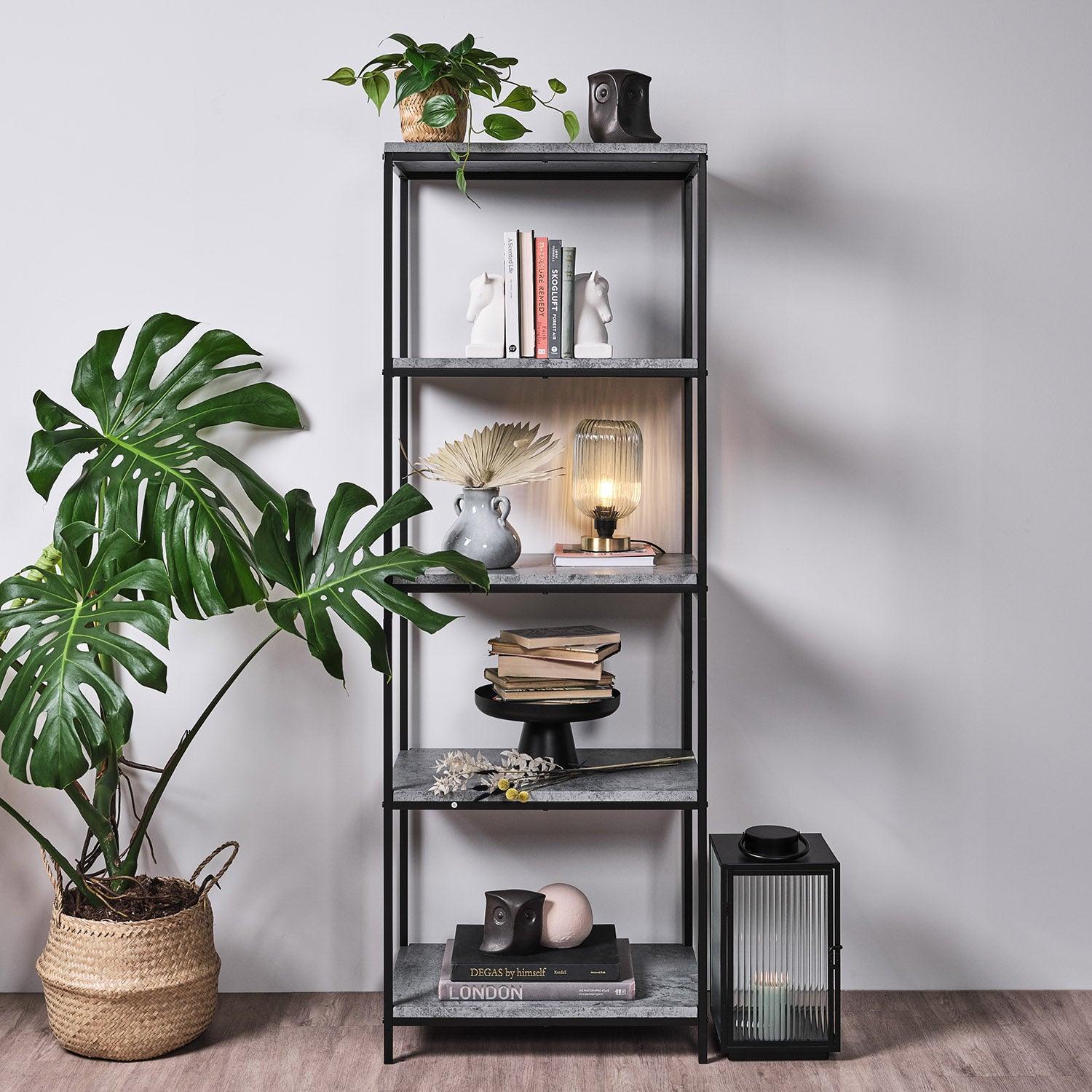 Jay bookcase - concrete effect and black