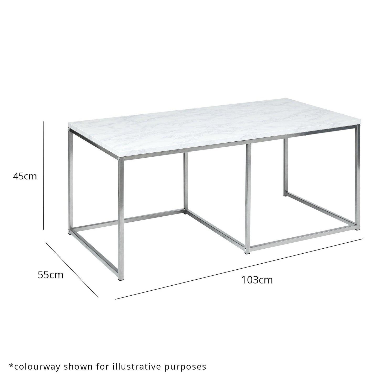Jay Concrete Effect Coffee Table Set - Chrome Frame