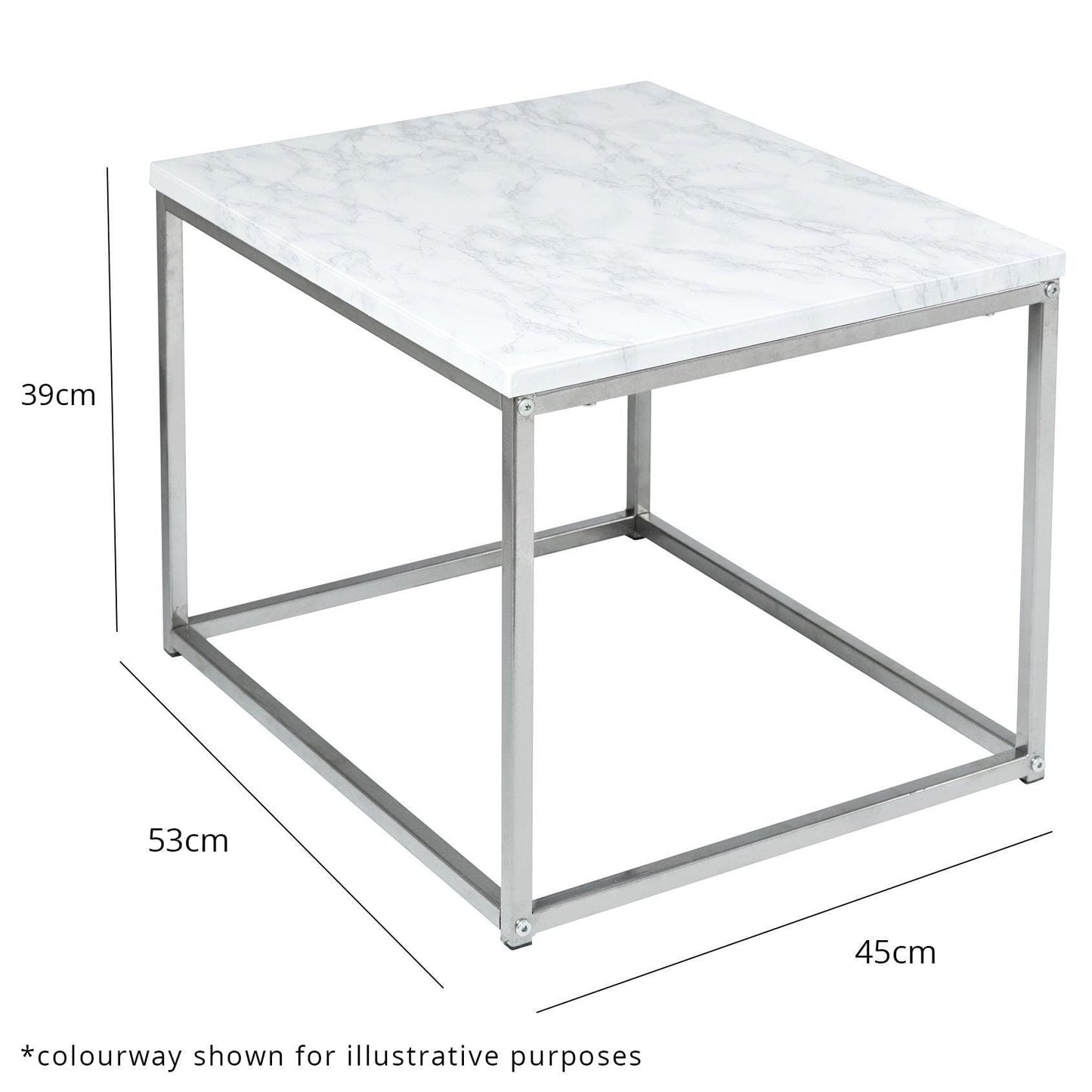 Jay Concrete Effect Coffee Table Set - Chrome Frame