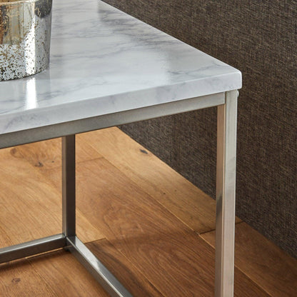 Jay coffee table and side tables - marble effect and chrome - Laura James