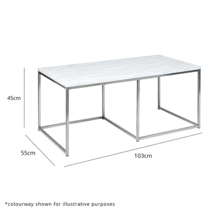 Jay Concrete Effect Coffee Table - Chrome Frame