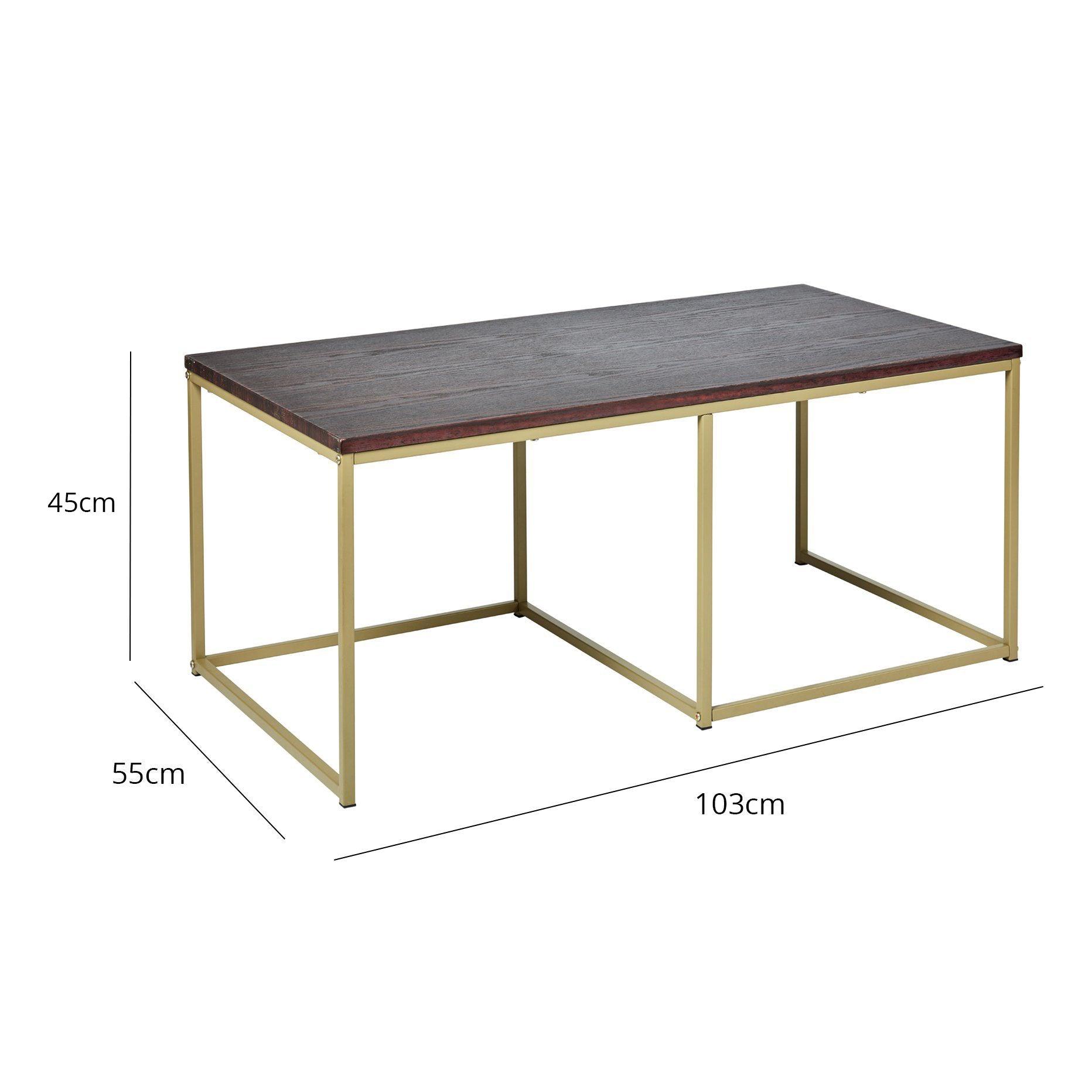 Jay coffee table - walnut effect and gold - Laura James