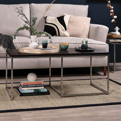 Jay coffee table - walnut effect and chrome - Laura James