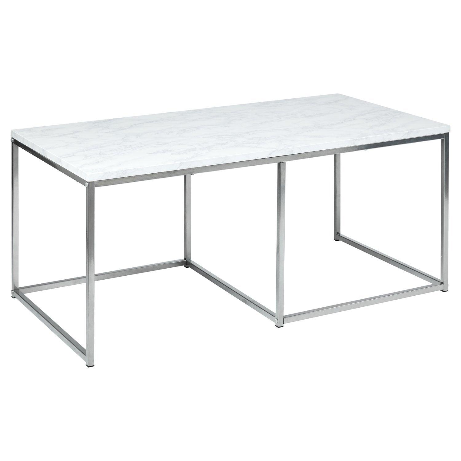 Jay Coffee Table - Marble effect and chrome - Laura James