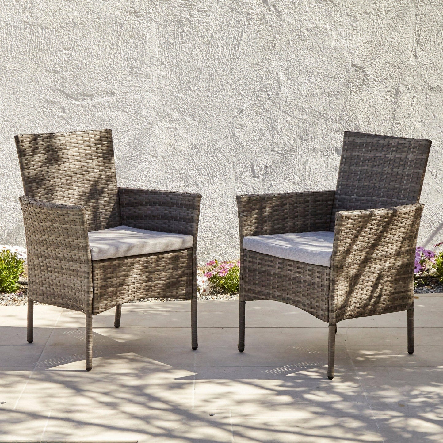 Kemble 2 Seater Rattan Bistro Dining Set in Grey - Laura James