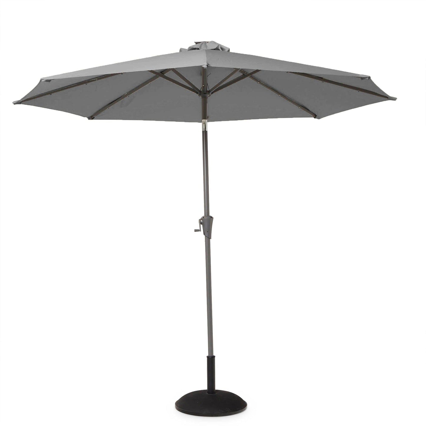 Kemble 4 Seater Rattan Round Dining Set With Grey Parasol - Natural - Rattan Garden Furniture - Laura James