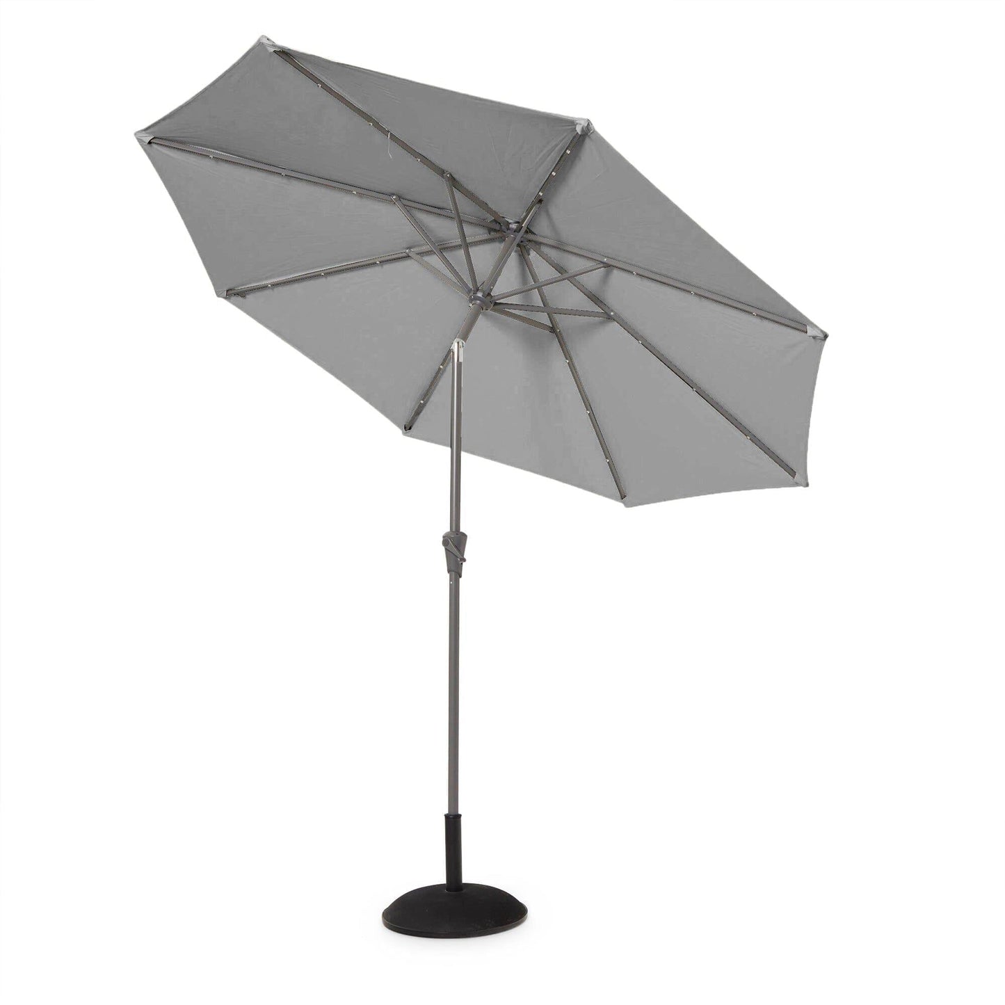 Kemble 4 Seater Rattan Round Dining Set With Grey Parasol - Natural - Rattan Garden Furniture - Laura James