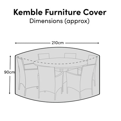 Round Rain Cover 250x250x90cm - Ashby 6 Seater with Ashby or Cove Chairs - Kemble 8 Seater - Shiro 6 Seater with Shiro, Nala or Hali Chairs