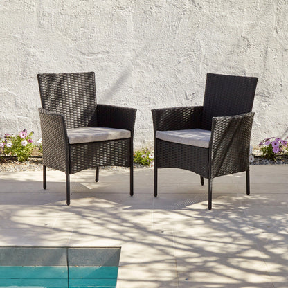 8 Seater Rattan Round Dining Set with Parasol - Rattan Garden Furniture - Black - Laura James