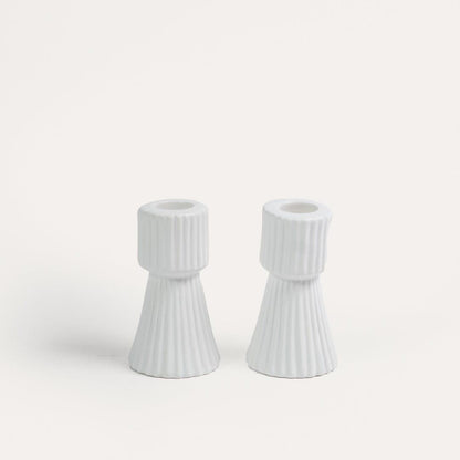 White candlestick holder - set of 2 - Laura James