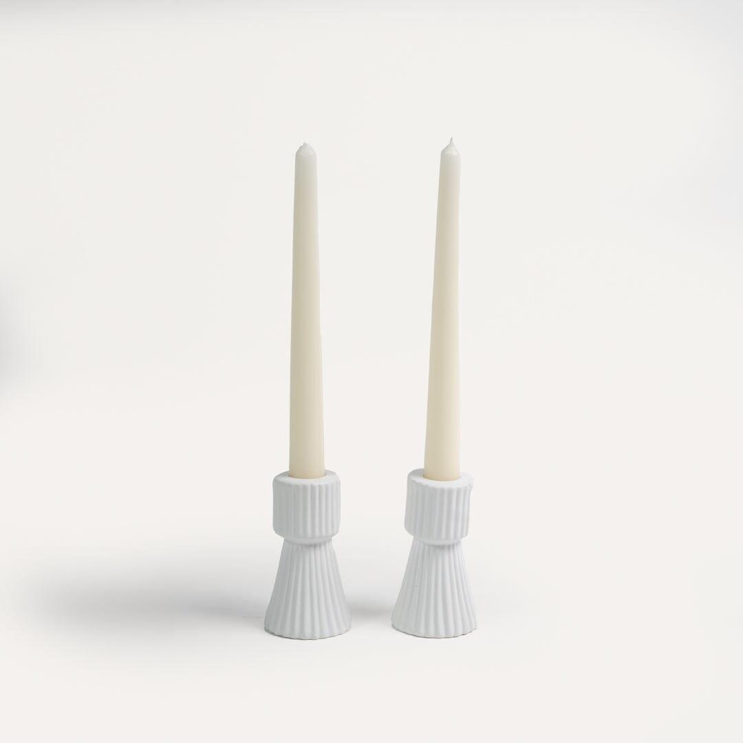 White candlestick holder - set of 2 - Laura James