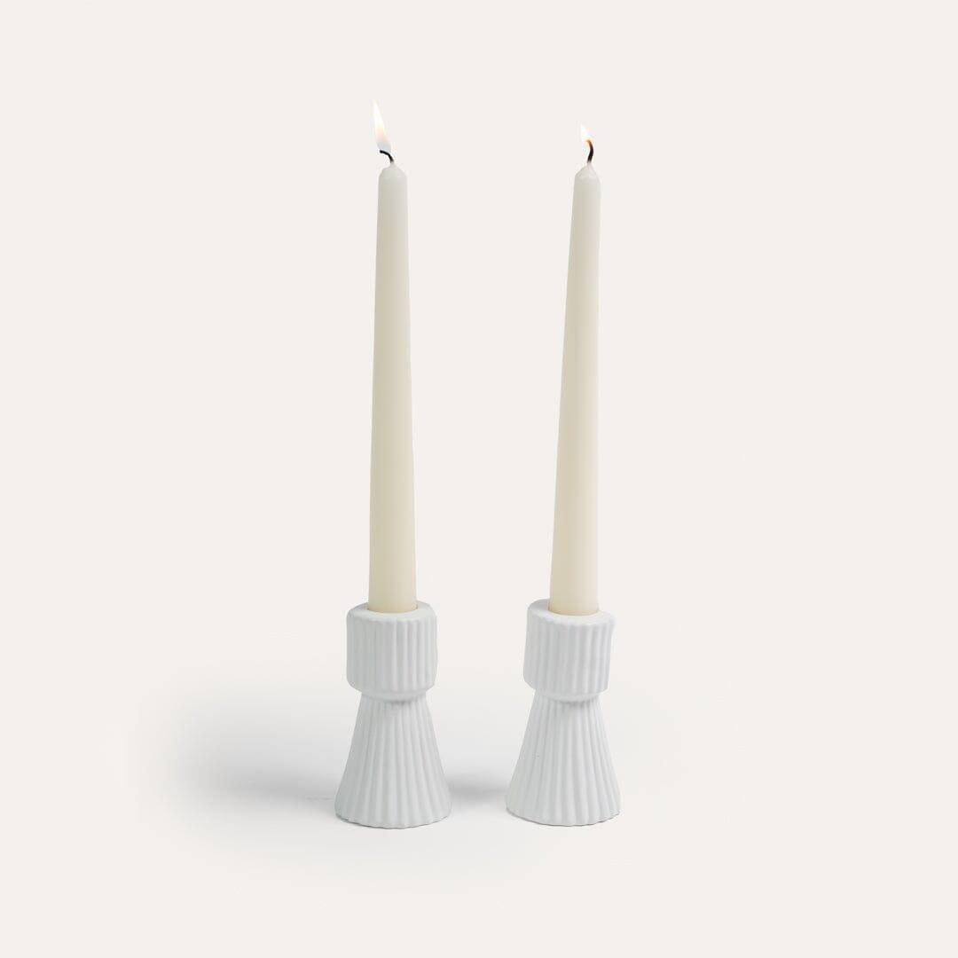 White candlestick holder - set of 2 - Laura James