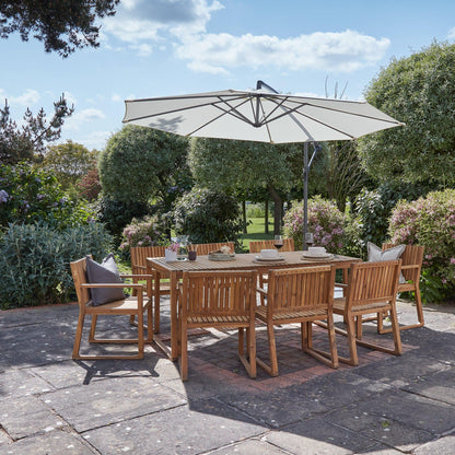 Lennox 8 Seater Wooden Outdoor Dining Set with Cream Parasol