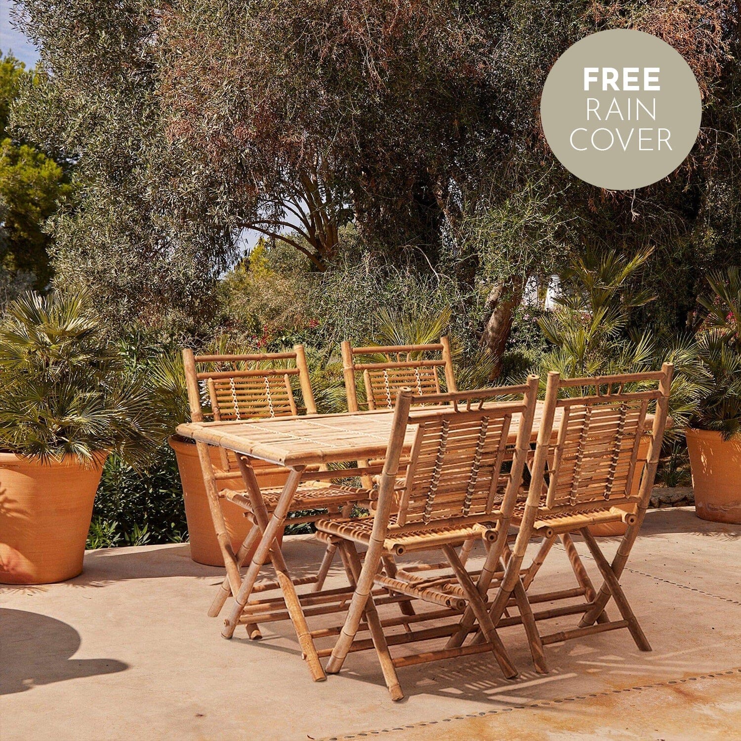 Lila 4 Seater Bamboo Folding Garden Dining Set - Laura James