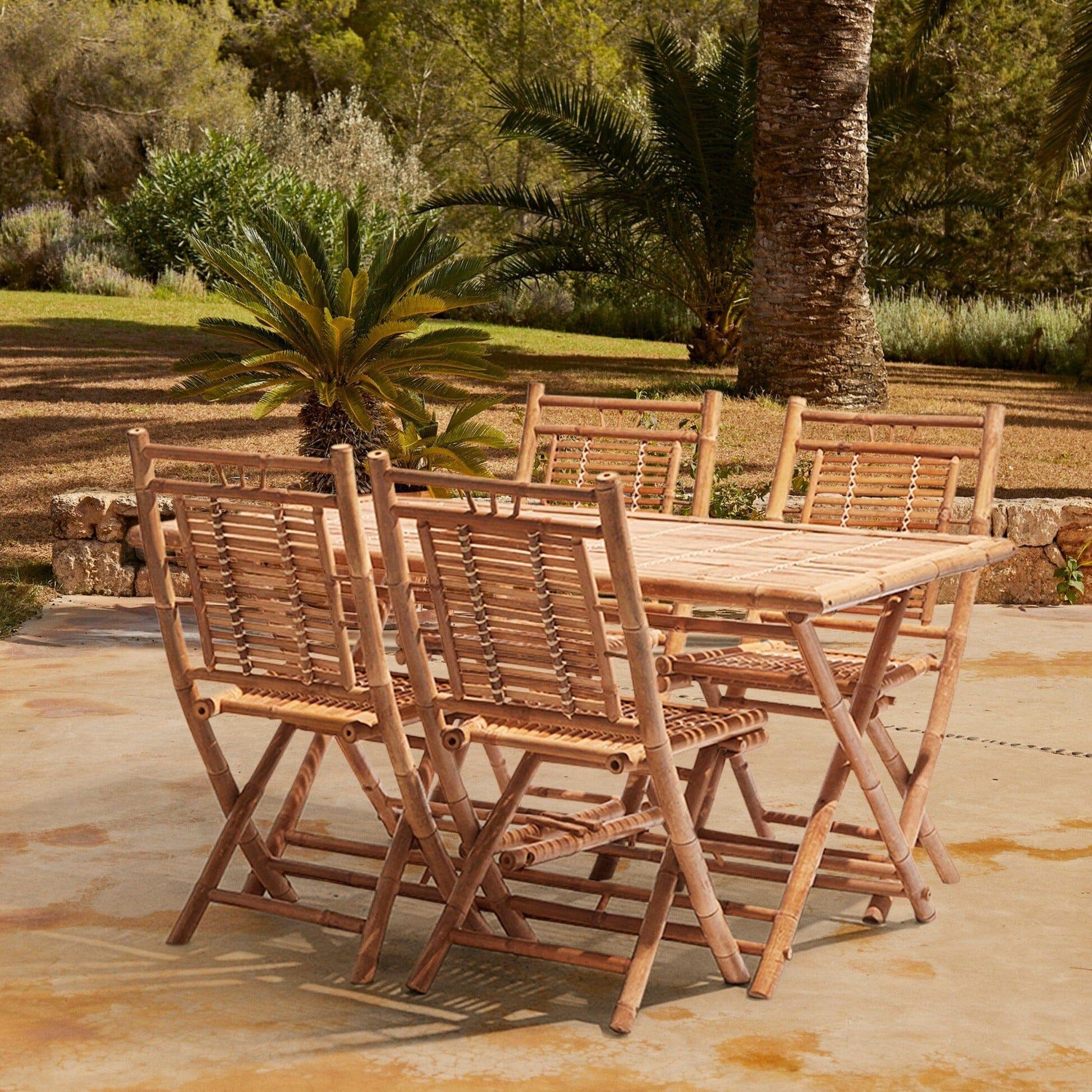 Lila 4 Seater Bamboo Folding Garden Dining Set - Laura James