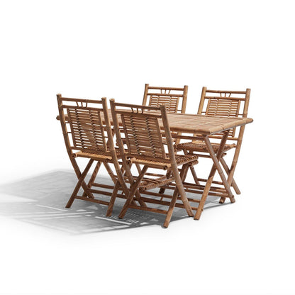 Lila Bamboo Folding Outdoor Dining Set - 4 Seater - Laura James