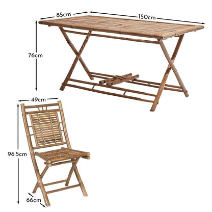 Lila 4 Seater Bamboo Folding Garden Dining Set