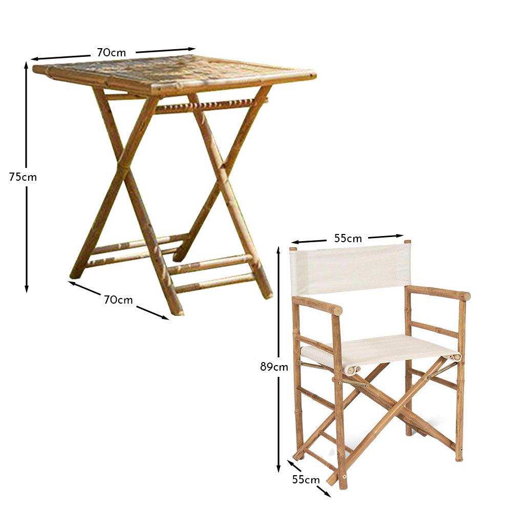 Lila 2 Seater Bamboo Garden Folding Directors Dining Set - Laura James