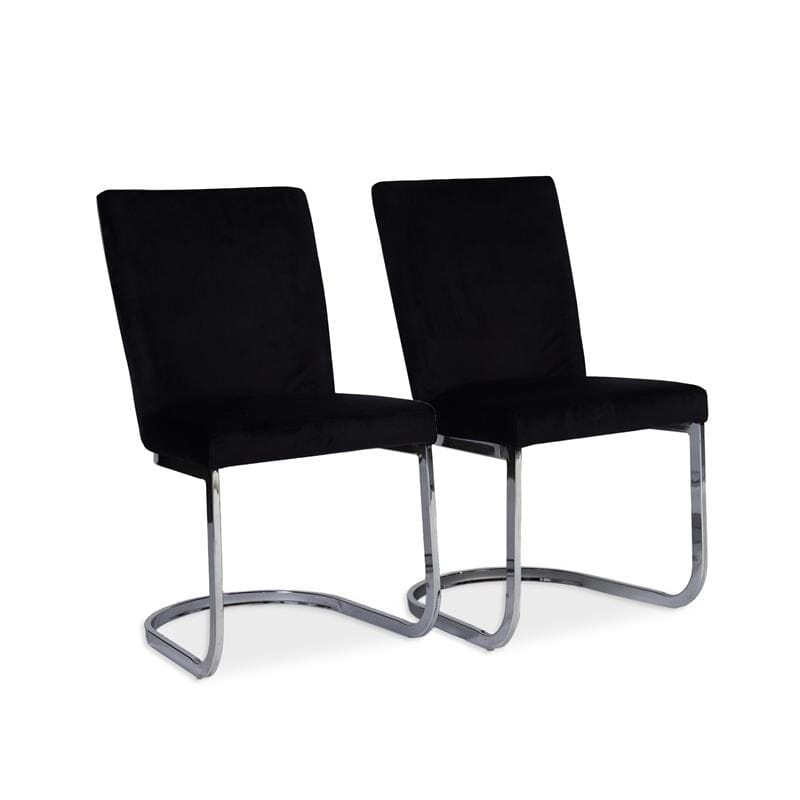 Lola Black Dining Chairs - Set of 2 - Chrome Legs - Laura James 