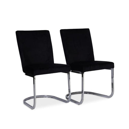 Lola Black Dining Chairs - Set of 2 - Chrome Legs - Laura James 