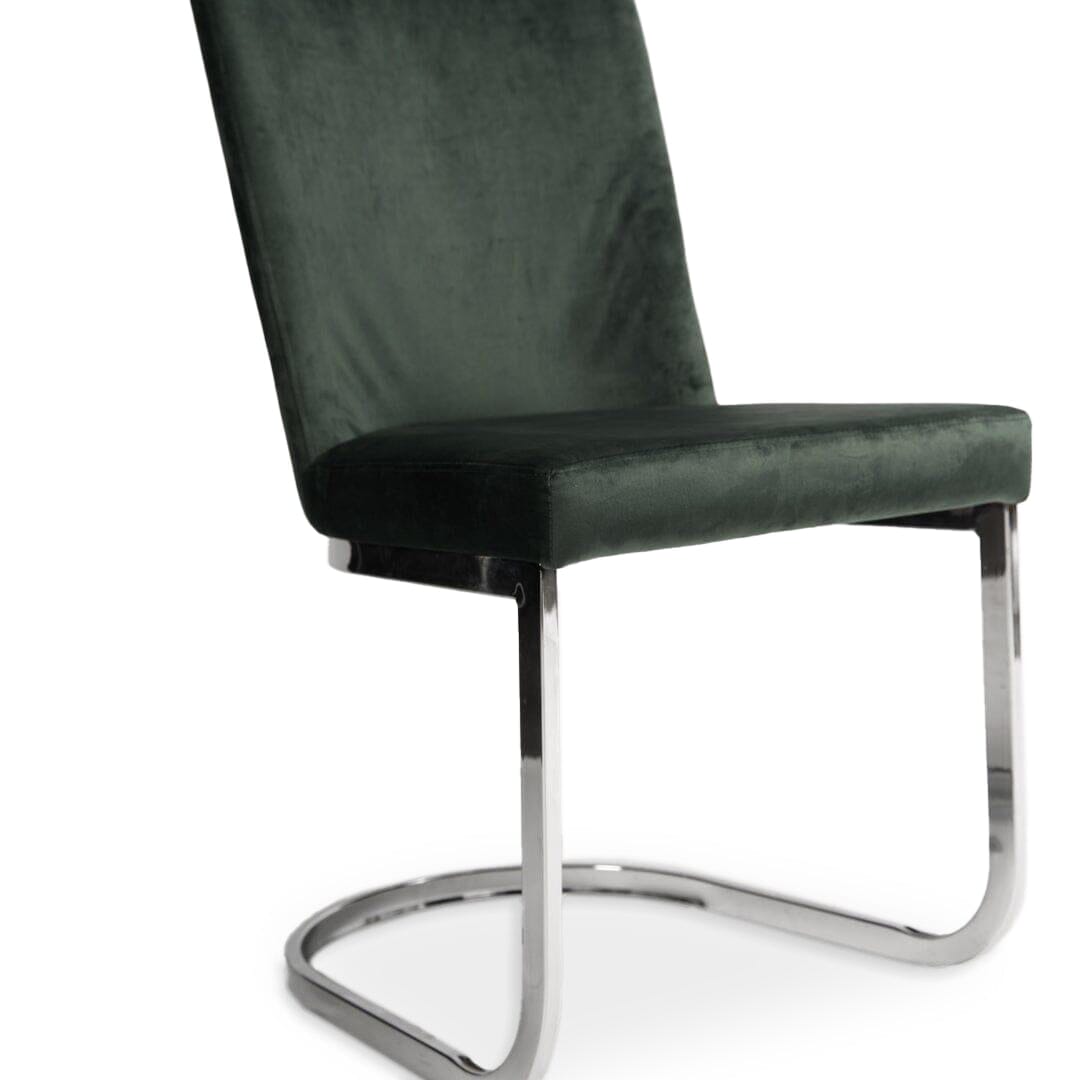 Lola Green Dining Chairs - Set of 2 - Chrome Legs - Laura James