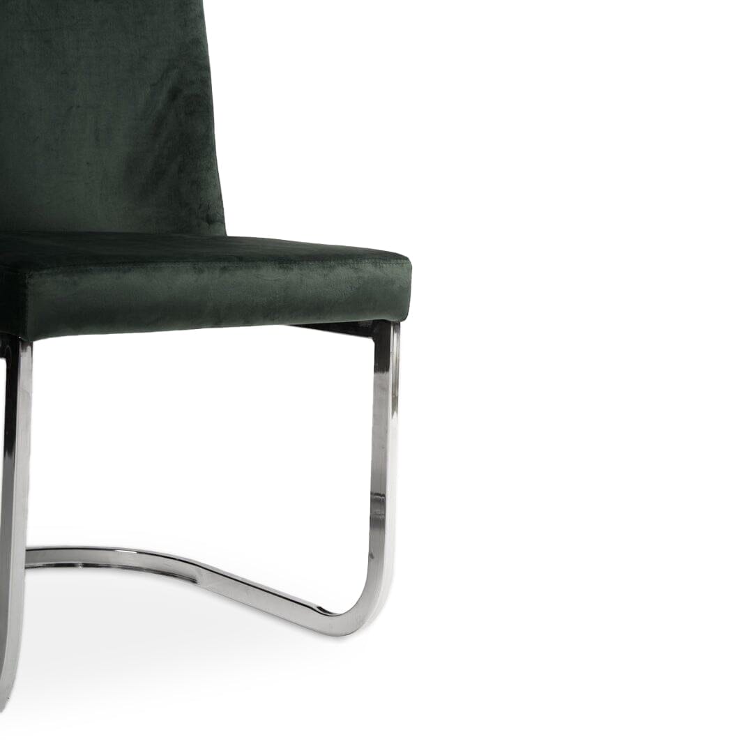 Lola Green Dining Chairs - Set of 2 - Chrome Legs - Laura James