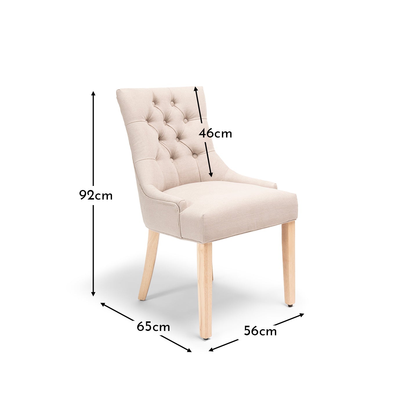 Louis Dining Chairs - Set Of 2 - Soft Beige with Whitewash Legs - Laura James
