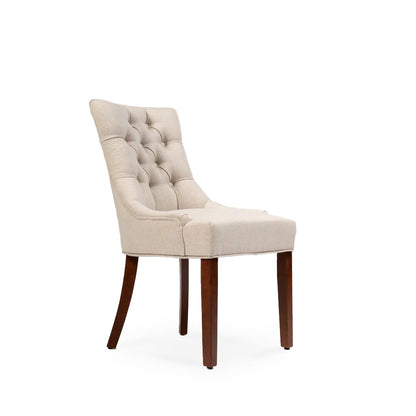 Louis Oatmeal Dining Chairs - Set of 2 - Dark Wood Legs - Laura James 