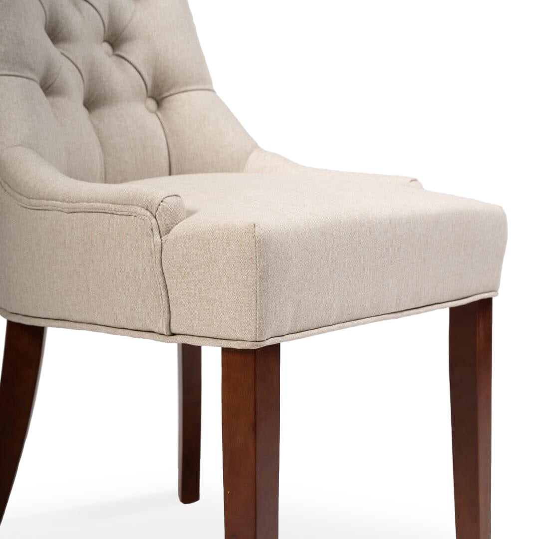 Louis Oatmeal Dining Chairs - Set of 2 - Dark Wood Legs - Laura James 