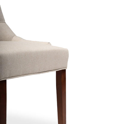 Louis Oatmeal Dining Chairs - Set of 2 - Dark Wood Legs - Laura James 