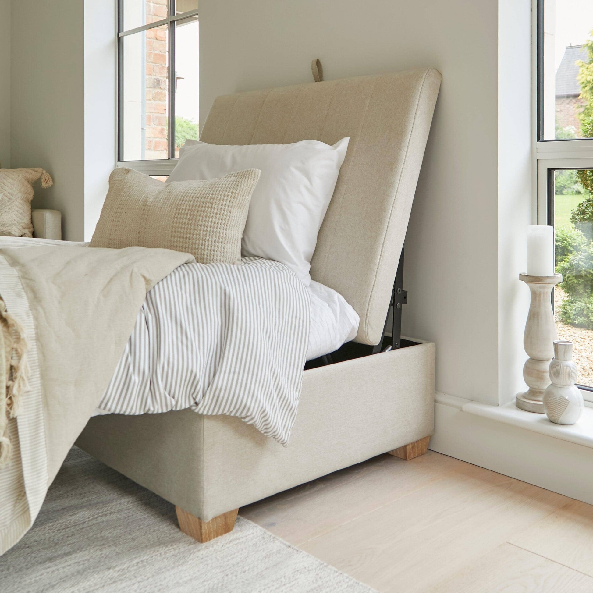 Madeleine Bed in a Box - Sand with Whitewash Oak Legs - Laura James
