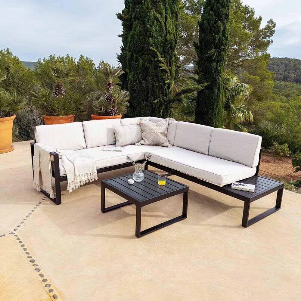 Maia 5 Seater Garden Interchangeable Sofa Set - Black - Laura