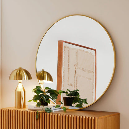 Marbury 100cm Metal Round Mirror - Gold - Laura James