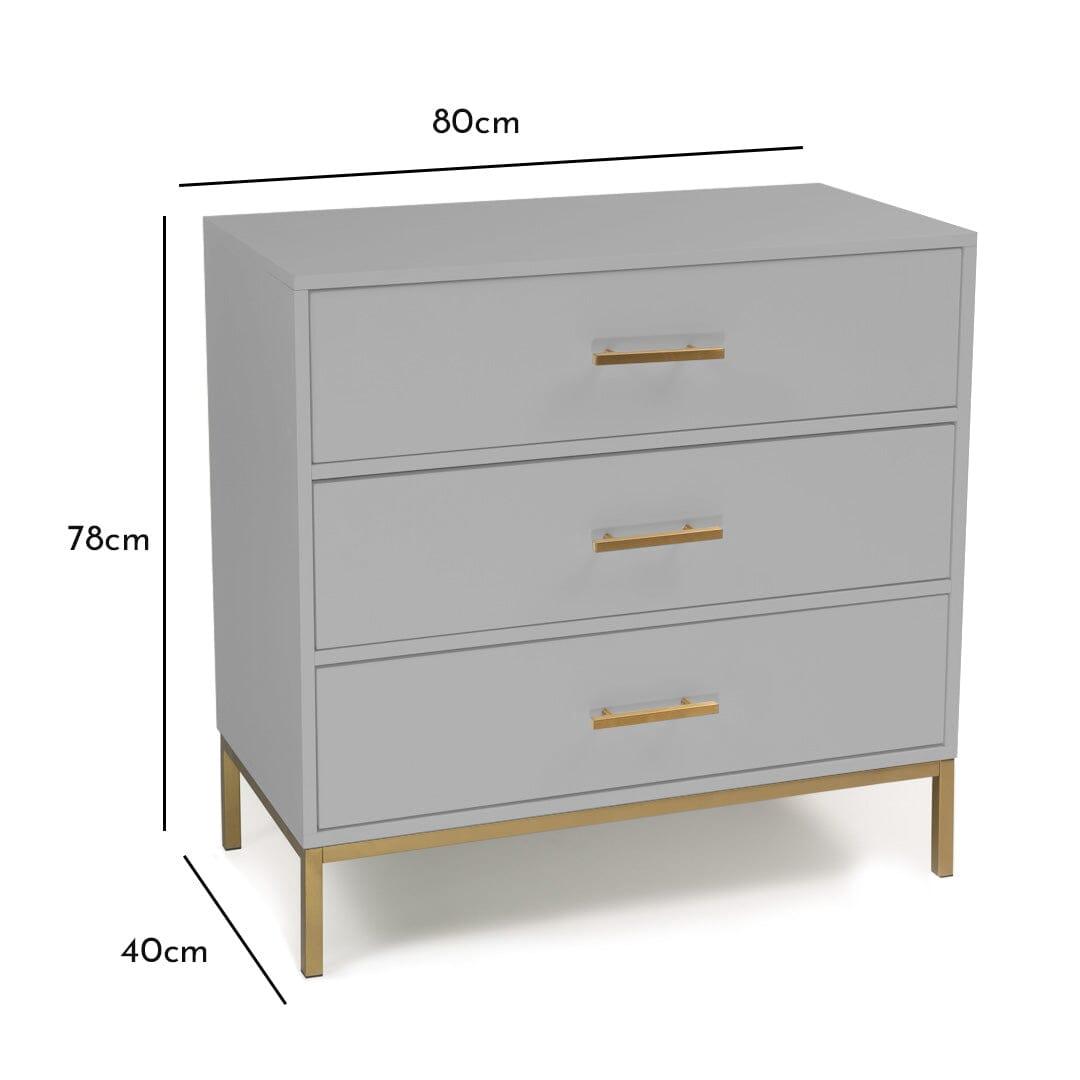 Marie Grey Chest of 3 drawers - Laura James