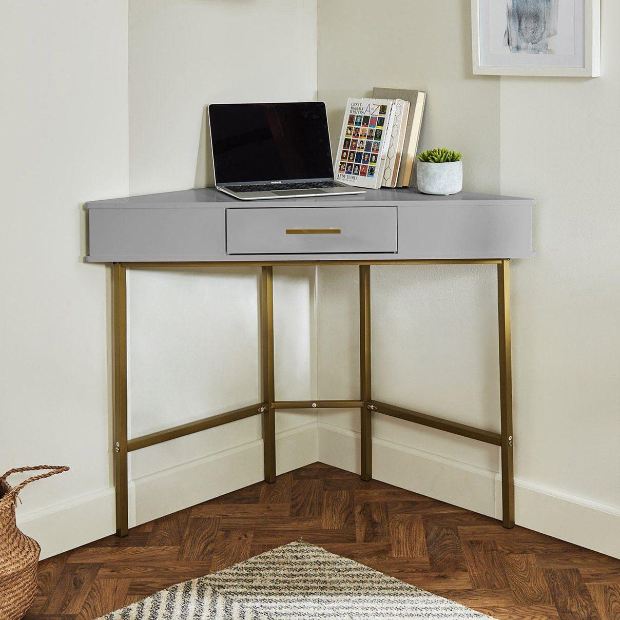 Marie Corner Desk - Grey - Laura James