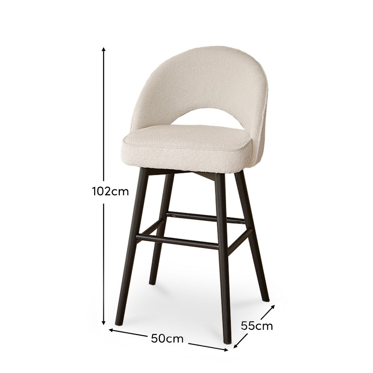Marilyn Bar Stools - Boucle with Black Legs - Laura James
